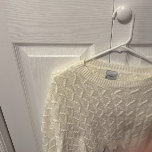 Princess Polly White Ainsley Cream Cable Knit Cropped Sweater - Picture 4 of 5